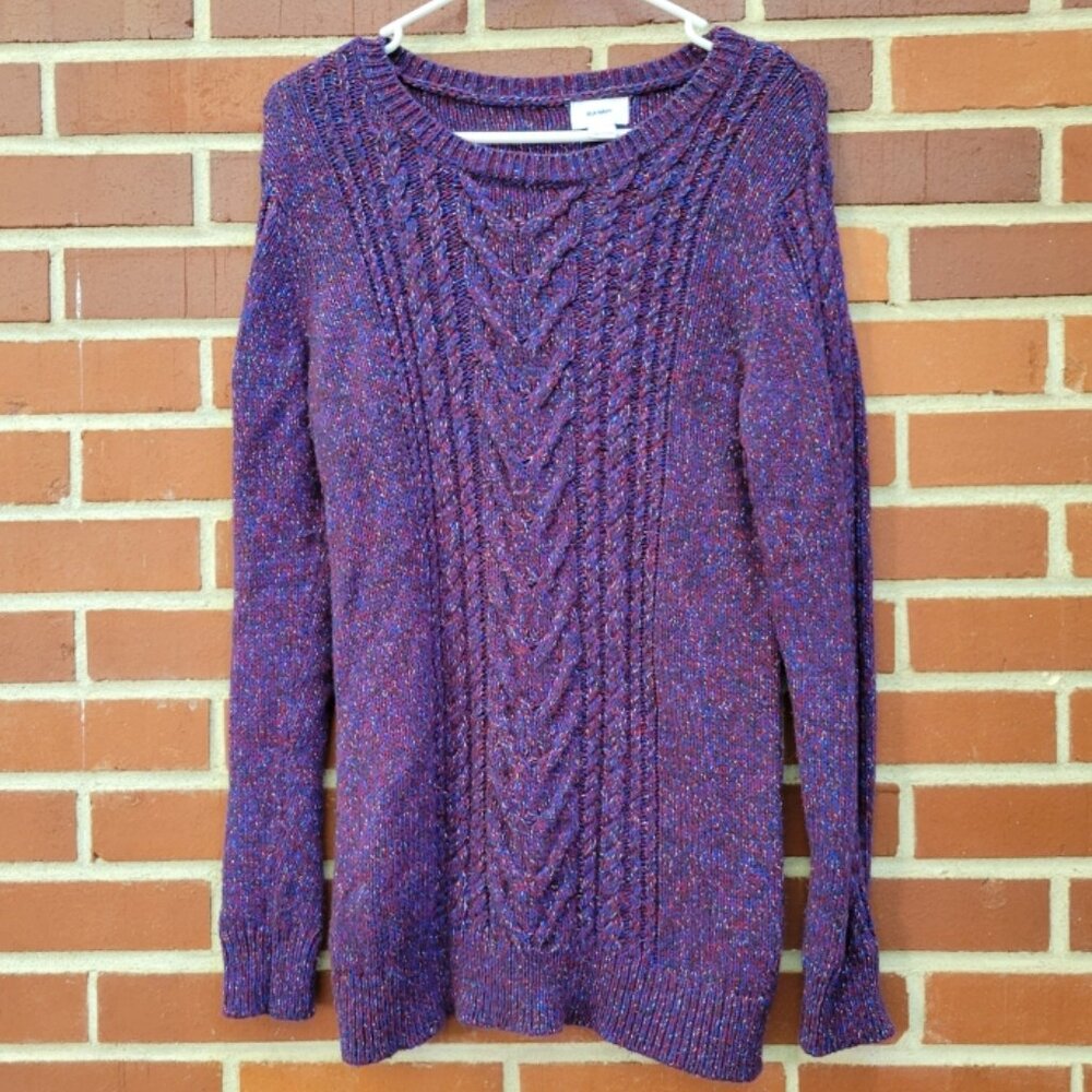 Old Navy - Black, Red, Blue Silver Stitch Pullover Sweater - Size M